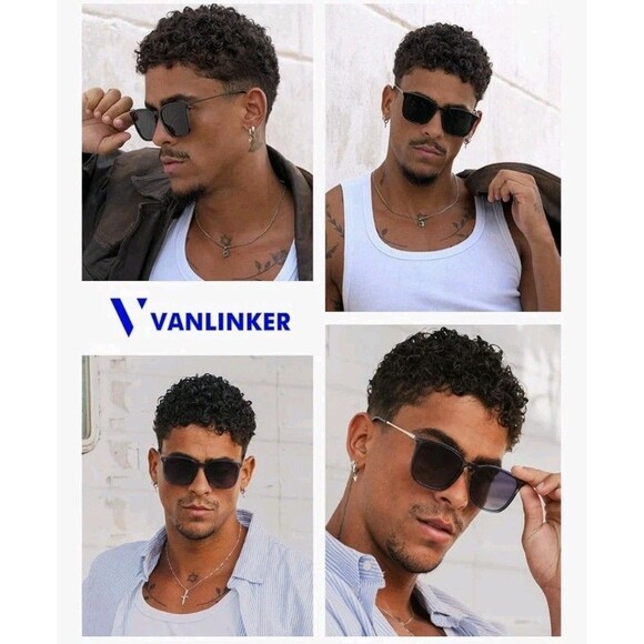 Vintage Square Polarized Sunglasses Men Women Classic Trendy Rectangle Metal... - Picture 2 of 7